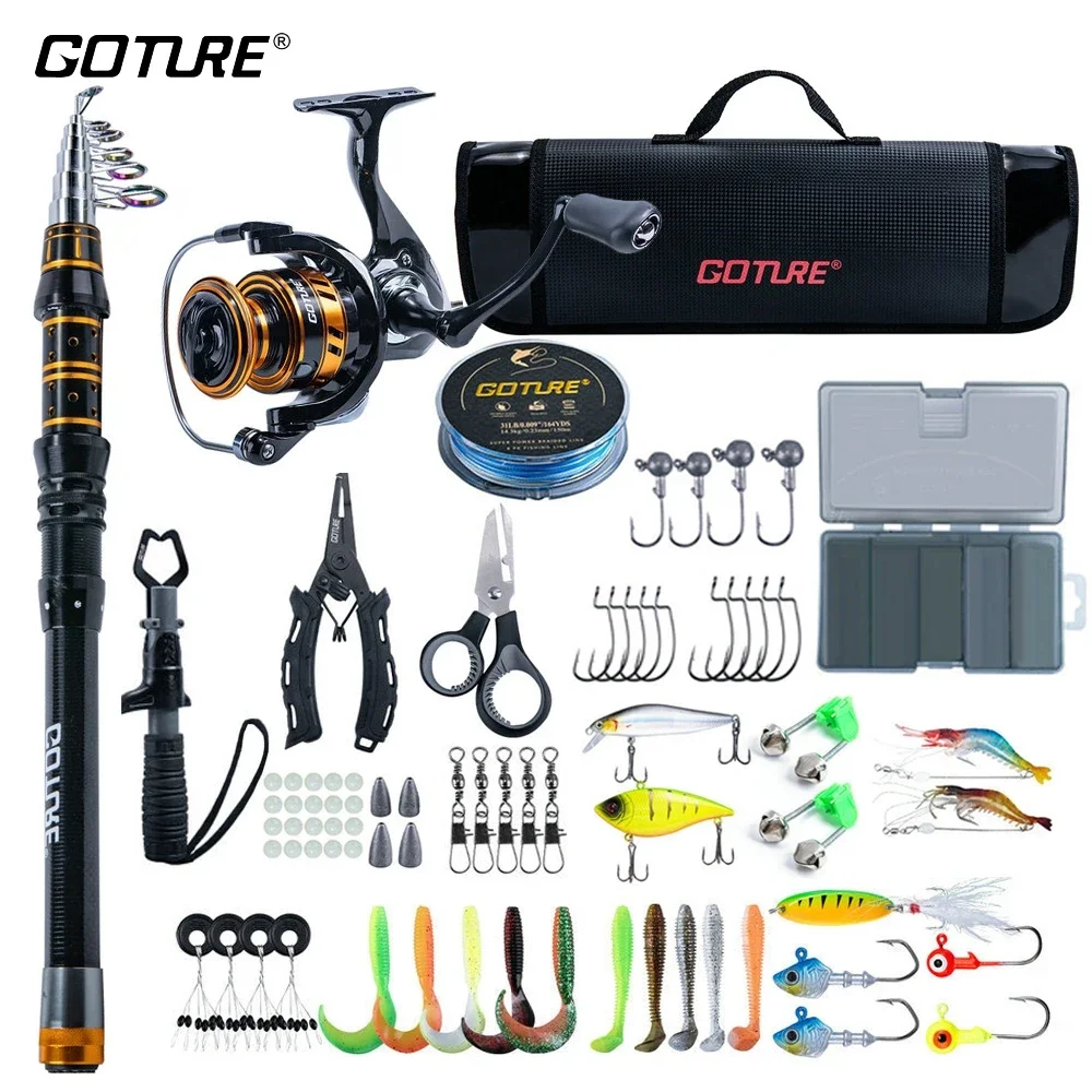 Goture, caña de pescar telescó - Reel Bag reseña y precio